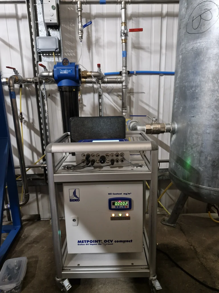 METPOINT OCV Compact oil vapour and dew point monitor installed in food manufacturing facility