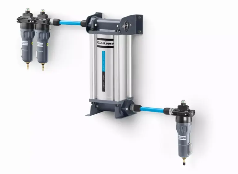 Atlas Copco QDT20 activated carbon tower with PDp filtration for a medical device manufacturer
